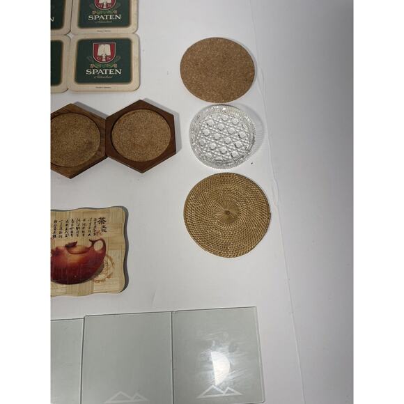 Set Of 31 Drink Coasters Glass / Round / Japanese /beer / Crystal Vintage RARE - Picture 5 of 12